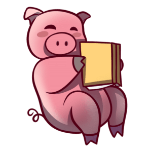 Animals Reading Clipart: pig reading book