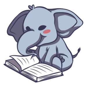 Animali che leggono Clipart: libro di lettura dell'elefante