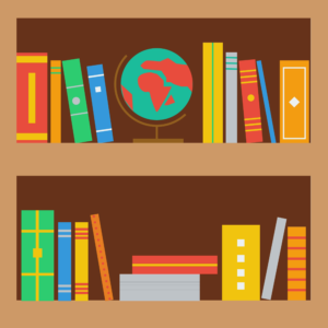 Bücher im Regal: Verzierte Bücher im Regal