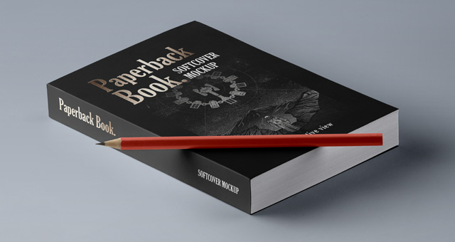 Paperback Book with Pencil Mockup