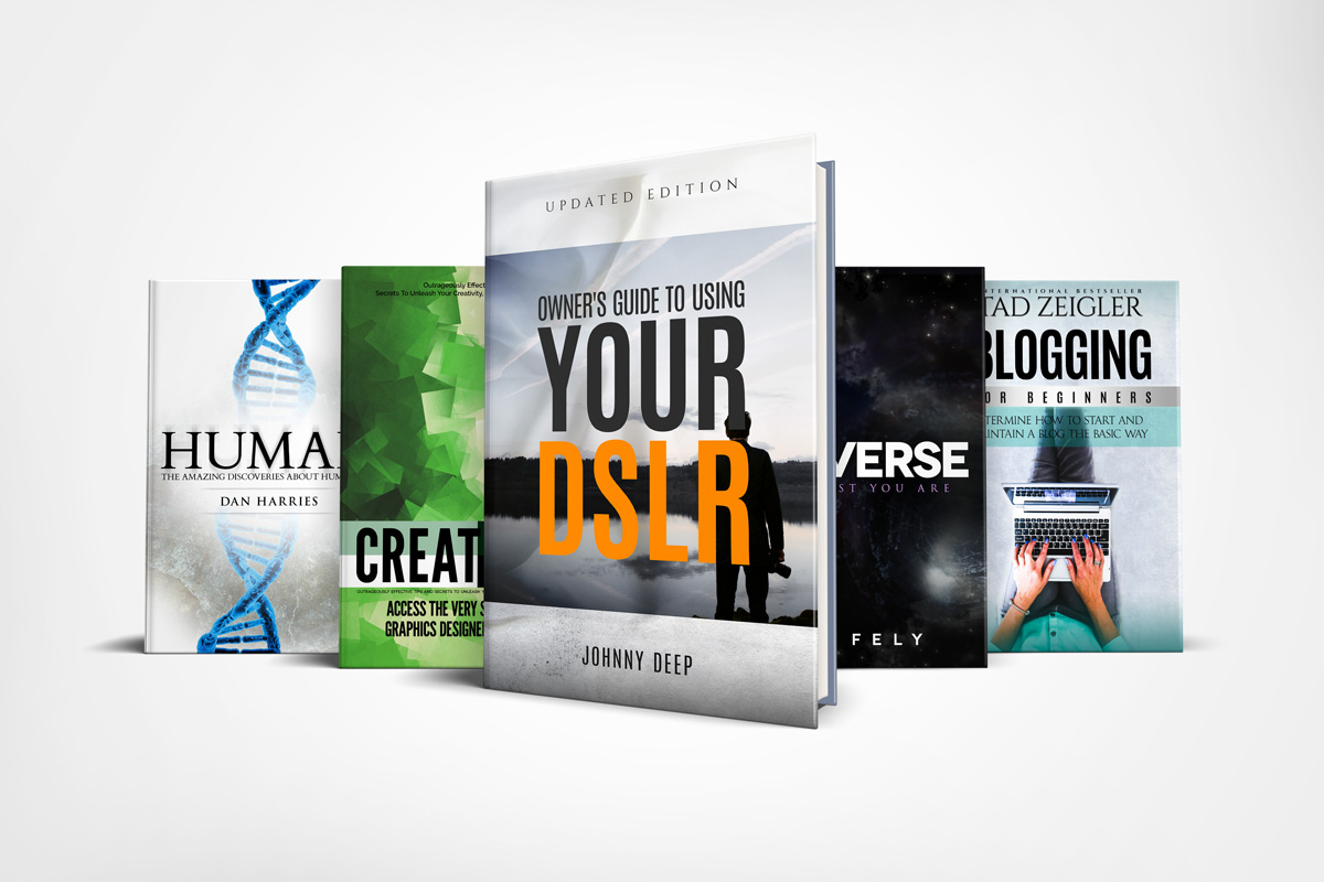 A collection of assorted book series mockups on various topics displayed with a modern, three-dimensional effect, highlighting their covers and titles.