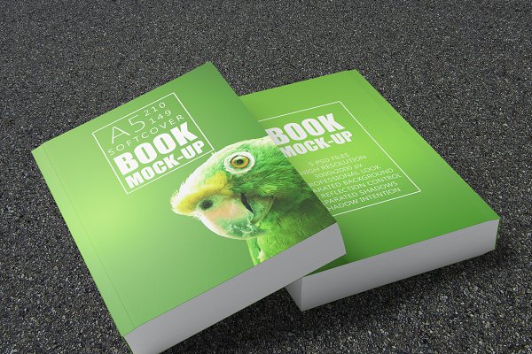 A5 Vorder- und Rückseite Softcover Book Mockup