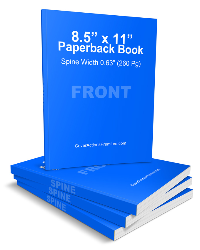 8.5 x 11 Front and Spine Paperback Book Cover Mockup