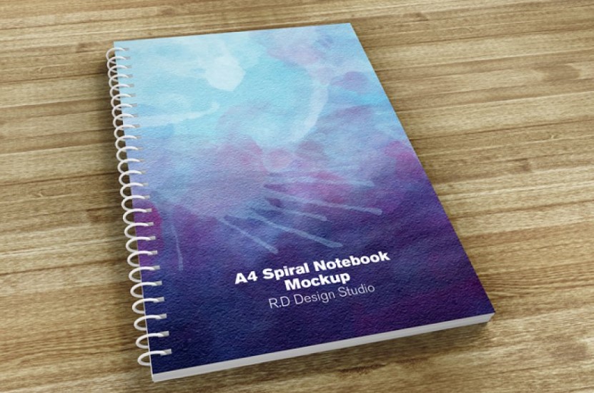 A4 Spiral Notebook Mockup
