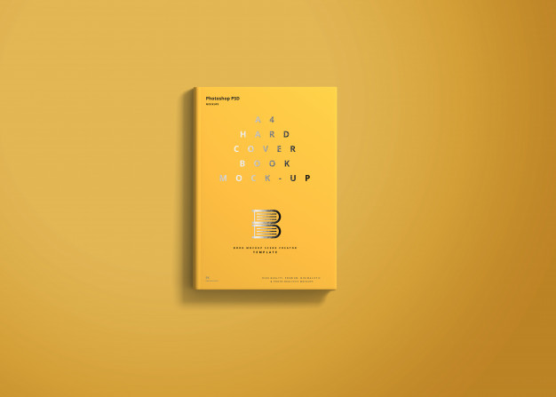 A4 Hardcover Yellow Book Mockup