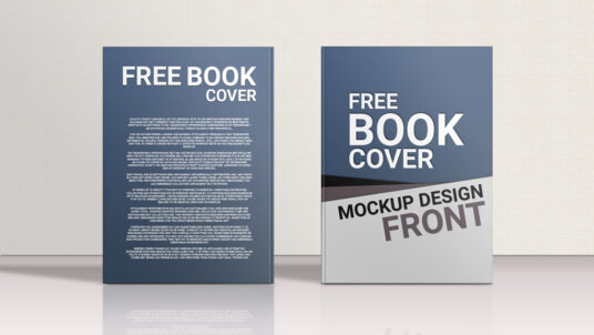 Standing Front and Back Hardcover Book Mockup