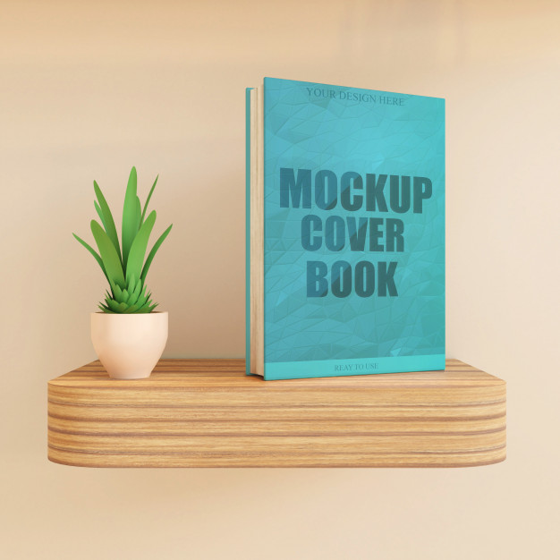 Standing Book on Shelf with Plant