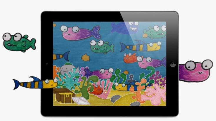Squiggle Fish on iPad Clipart