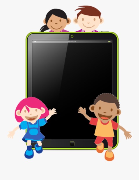 Niños con imágenes prediseñadas para iPad