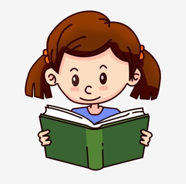 Girl Reading a Book Clipart
