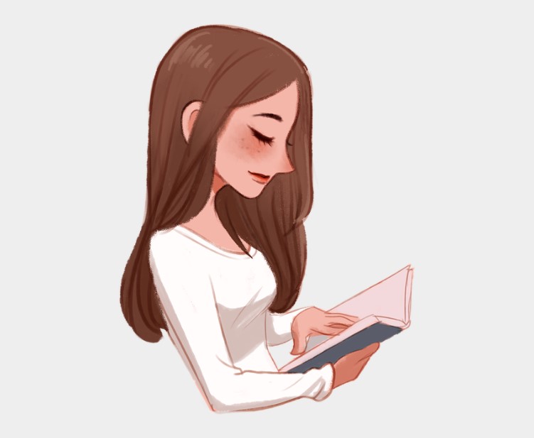 Clipart Beautiful Girl Reading Book