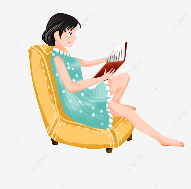 Woman Reading A Book Clipart