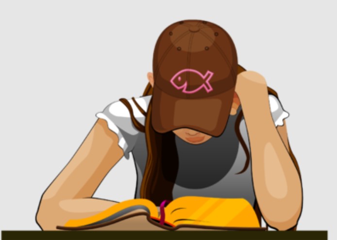 Clipart of A Girl Reading Bible
