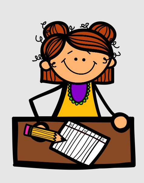 A Girl Student Writing Clipart