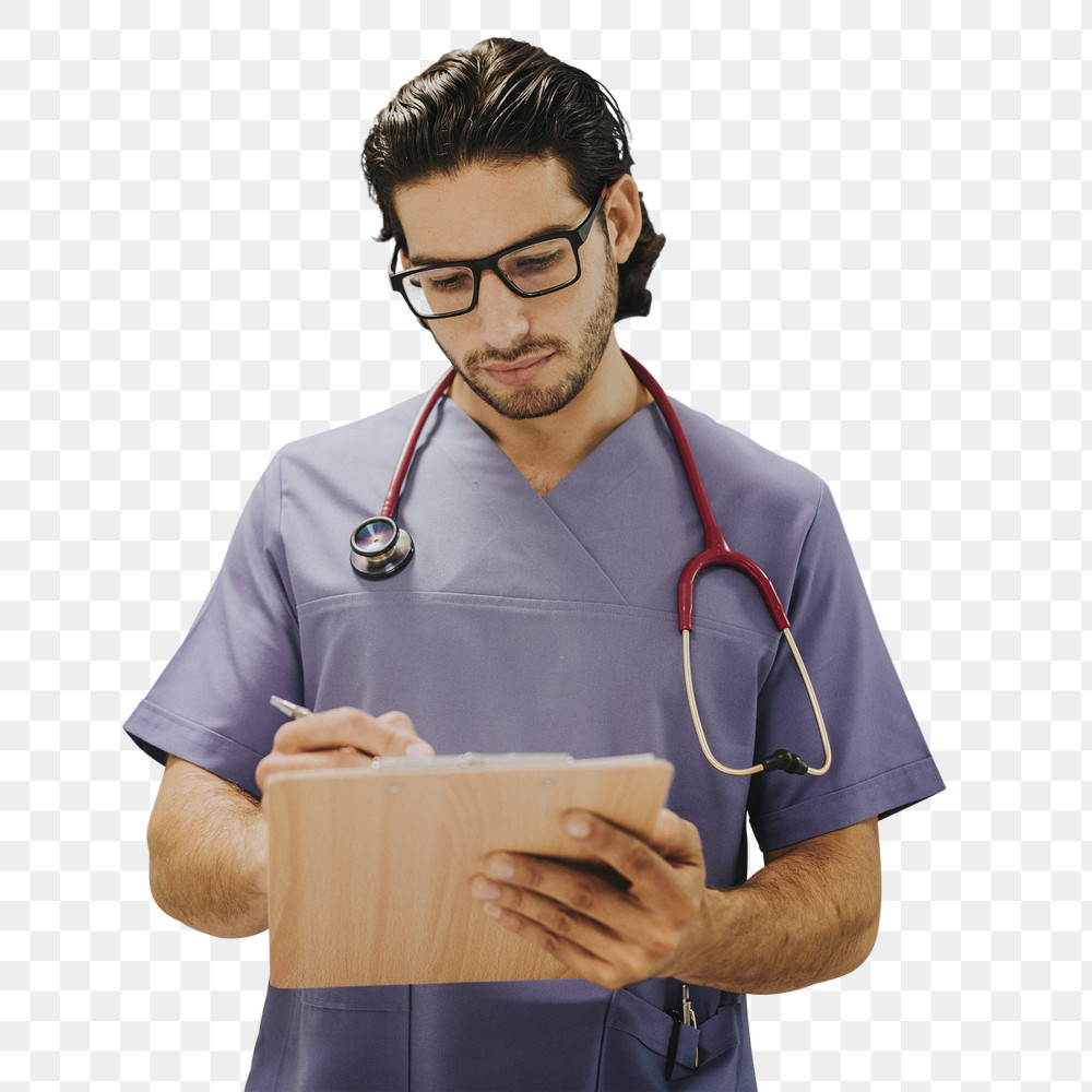 Krankenschwester schreibt auf einem Klemmbrett-Mockup