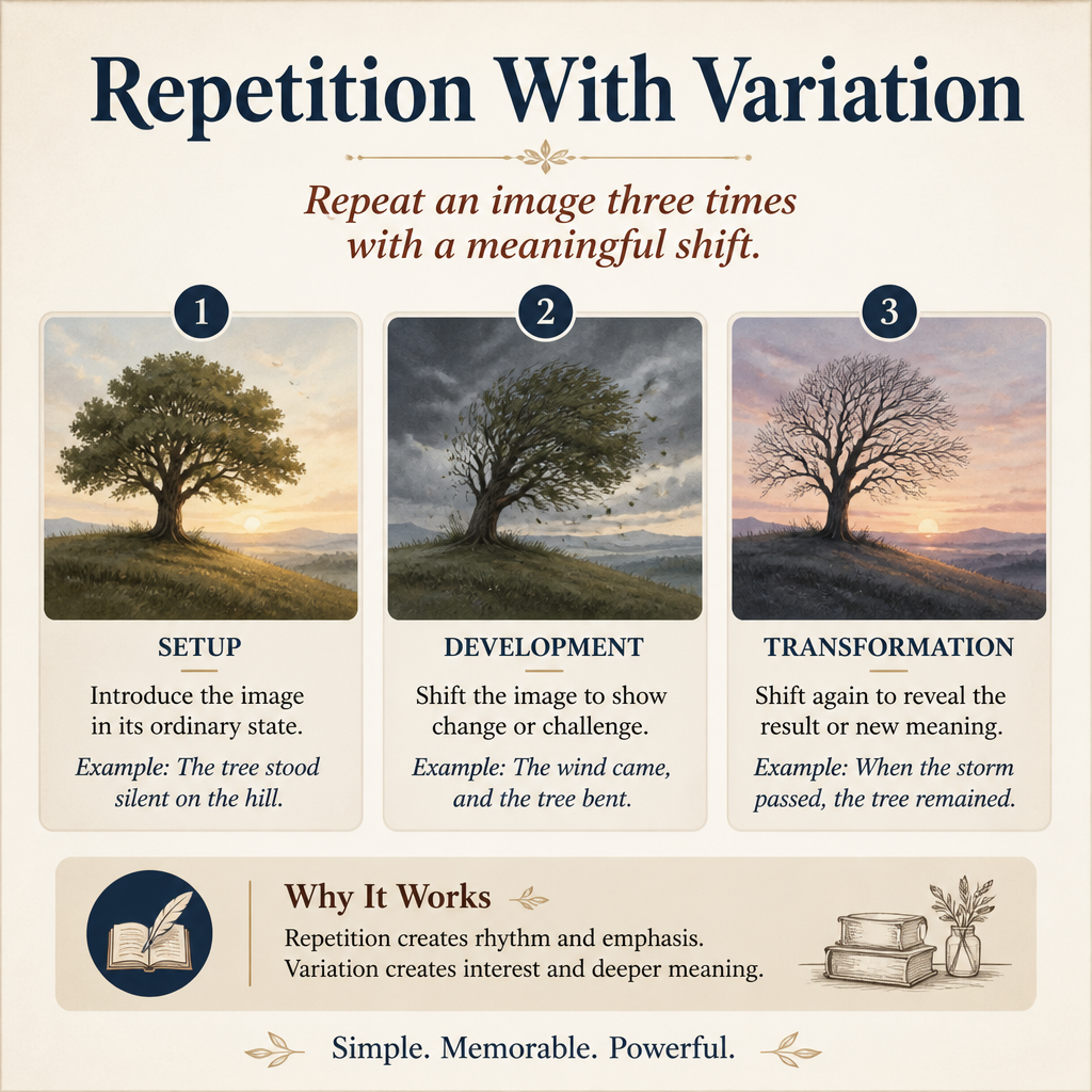 Repetition With Variation Repeat an image three times with a meaningful shift.