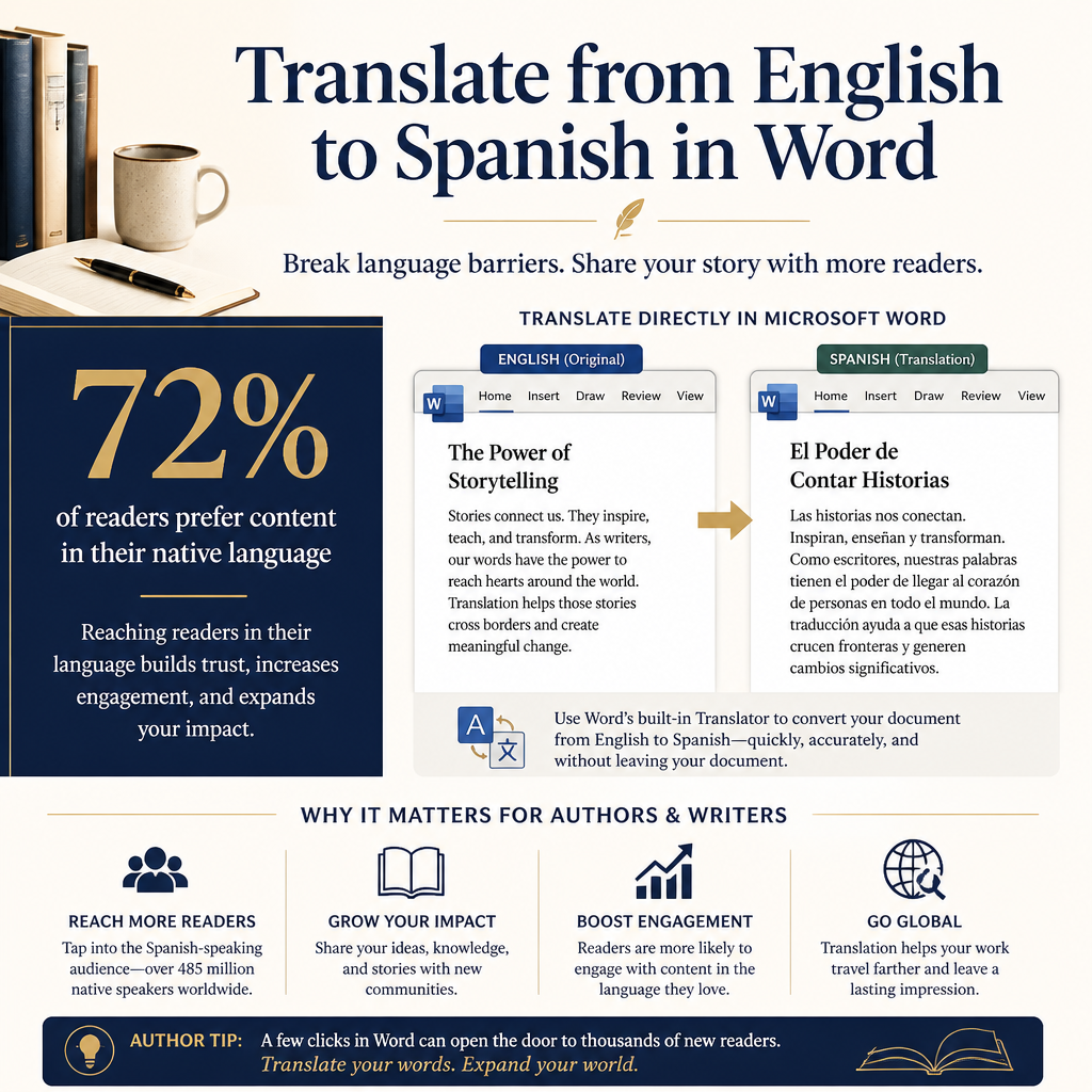 Translate from English to Spanish in Word statistics